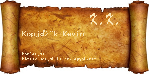 Kopják Kevin névjegykártya